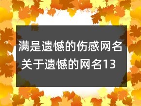 滿是遺憾的傷感網(wǎng)名 關(guān)于遺憾的網(wǎng)名133句