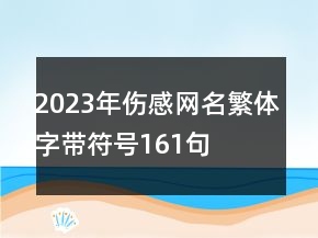2023年傷感網(wǎng)名繁體字帶符號161句
