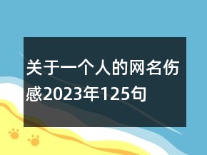 關(guān)于一個人的網(wǎng)名傷感2023年125句