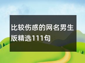 比較傷感的網(wǎng)名男生版精選111句