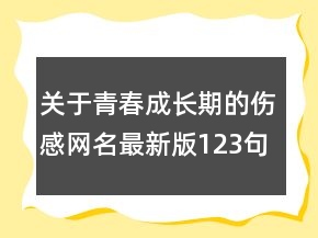 關(guān)于青春成長(zhǎng)期的傷感網(wǎng)名最新版123句
