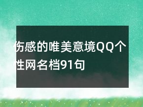 傷感的唯美意境QQ個(gè)性網(wǎng)名檔91句