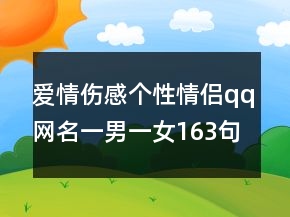 愛情傷感個性情侶qq網(wǎng)名一男一女163句
