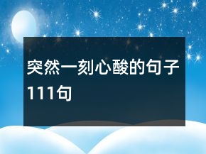 突然一刻心酸的句子111句