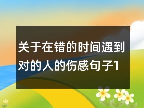 關(guān)于在錯(cuò)的時(shí)間遇到對(duì)的人的傷感句子156句