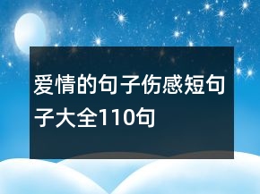愛情的句子傷感短句子大全110句