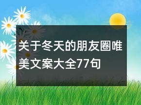 關于冬天的朋友圈唯美文案大全77句
