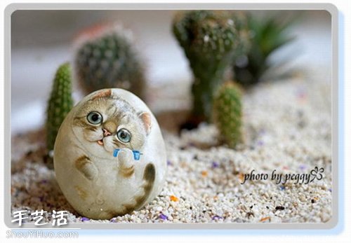 貓咪創(chuàng)意石繪藝術(shù)作品 -  rpnrmr.com