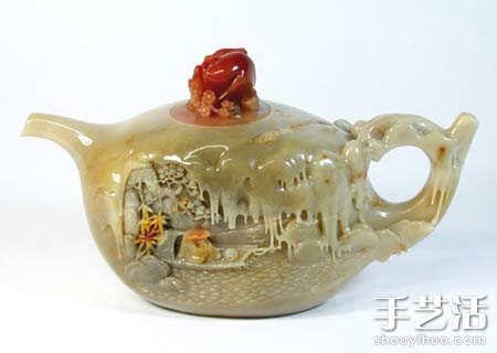 壽山石雕作品欣賞：《寒江獨釣壺》 -  rpnrmr.com
