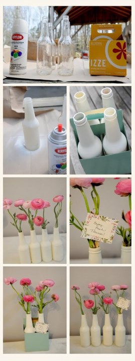 廢舊酒瓶噴漆自制的漂亮花瓶 -  rpnrmr.com