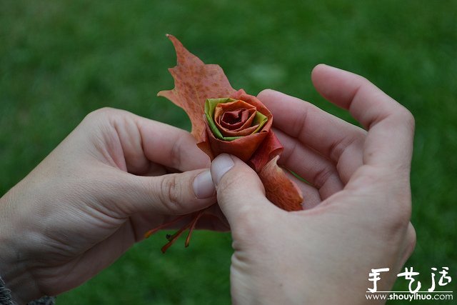 火紅楓葉手工制作的玫瑰 -  rpnrmr.com