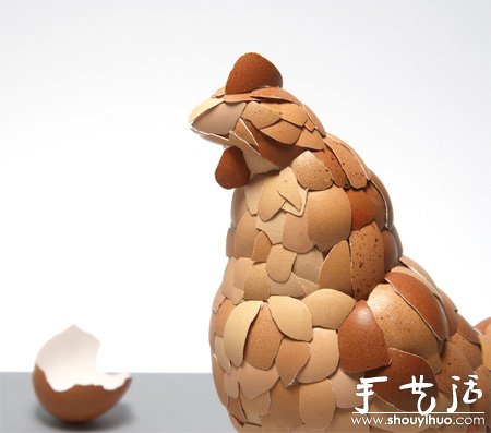 用雞蛋殼手工創(chuàng)作的小母雞 -  rpnrmr.com