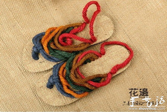 麻繩和布鞋底DIY的彩虹拖鞋 -  rpnrmr.com