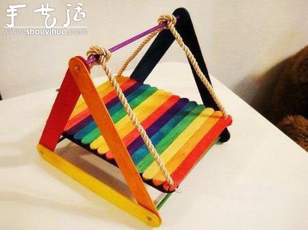 冰棍木條手工DIY漂亮秋千 -  rpnrmr.com