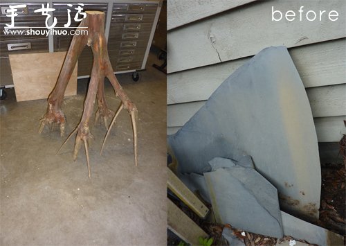 樹干枝椏DIY制作頁巖桌子 -  rpnrmr.com