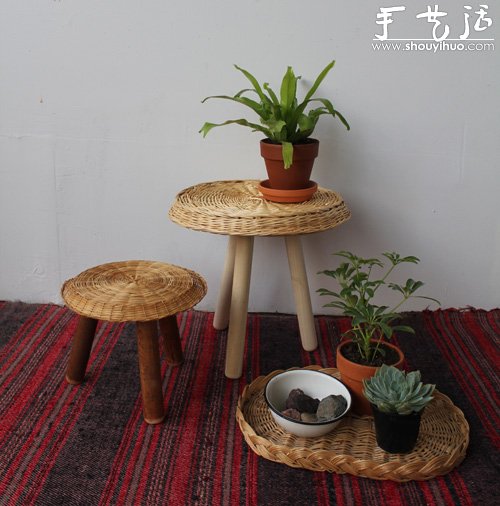 手工DIY柳編墊板凳 -  rpnrmr.com