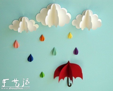 可愛云朵和雨滴的剪紙方法 -  rpnrmr.com