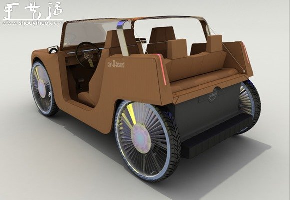 回收紙板和塑料制作的概念汽車 -  rpnrmr.com