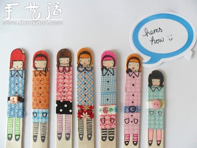 雪糕棍上繪制的可愛小女生 -  rpnrmr.com