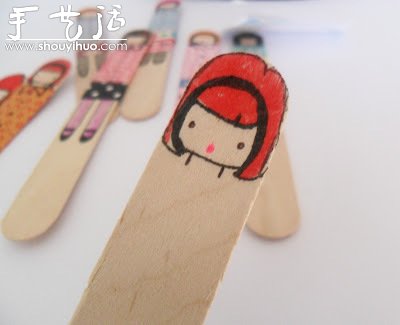 雪糕棍上繪制的可愛小女生 -  rpnrmr.com
