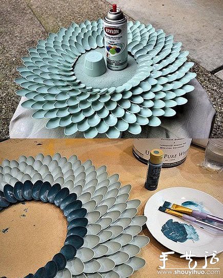 塑料勺子DIY蓮花鏡子的方法 -  rpnrmr.com