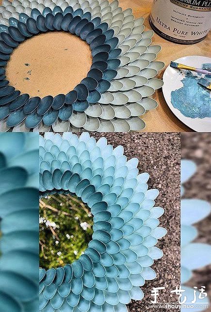 塑料勺子DIY蓮花鏡子的方法 -  rpnrmr.com