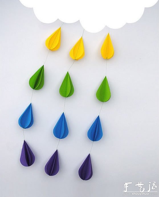 漂亮的云朵小雨紙藝教程 -  rpnrmr.com