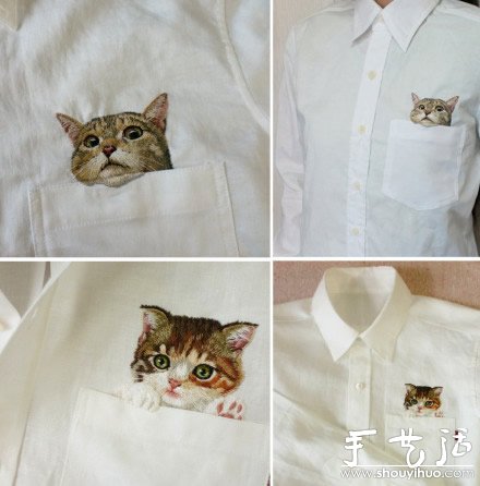 愛心媽媽對舊襯衫口袋的刺繡DIY改造 -  rpnrmr.com