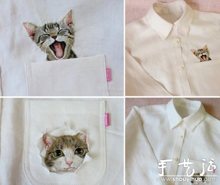愛心媽媽對舊襯衫口袋的刺繡DIY改造 -  rpnrmr.com