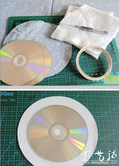 廢舊光盤(pán)DIY漂亮杯墊 -  rpnrmr.com