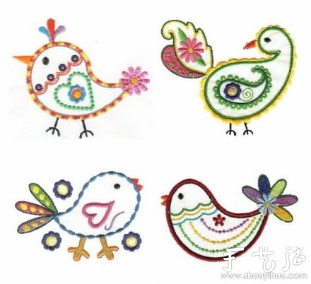 手工刺繡的可愛小雞和小鳥 -  rpnrmr.com