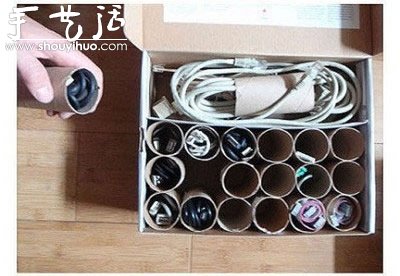 衛(wèi)生紙卷筒DIY電線收納盒 -  rpnrmr.com