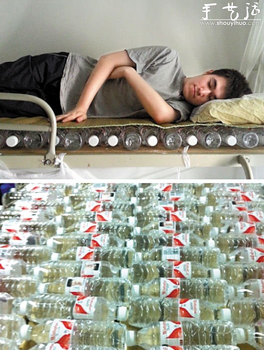 大學(xué)生用礦泉水瓶自制消暑“水床” -  rpnrmr.com