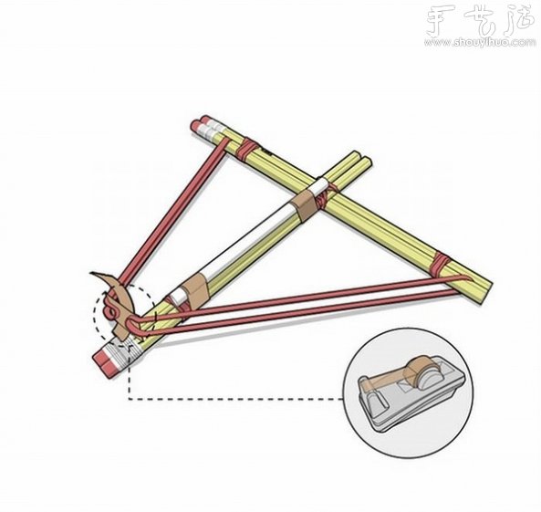 彈射橡皮的玩具弓弩的手工制作方法 -  rpnrmr.com