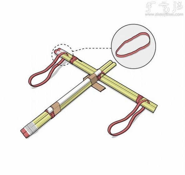 彈射橡皮的玩具弓弩的手工制作方法 -  rpnrmr.com