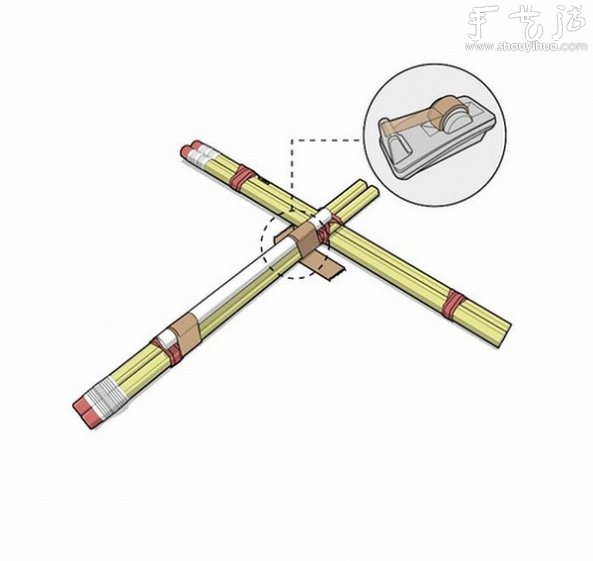 彈射橡皮的玩具弓弩的手工制作方法 -  rpnrmr.com