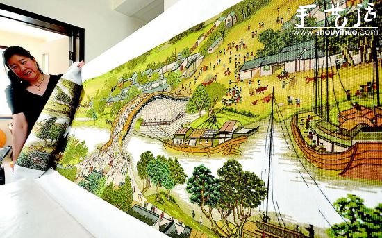 巨幅《清明上河圖》十字繡 耗時(shí)3年完成 -  rpnrmr.com