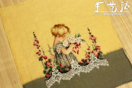 田園風(fēng)采花姑娘十字繡圖案 -  rpnrmr.com