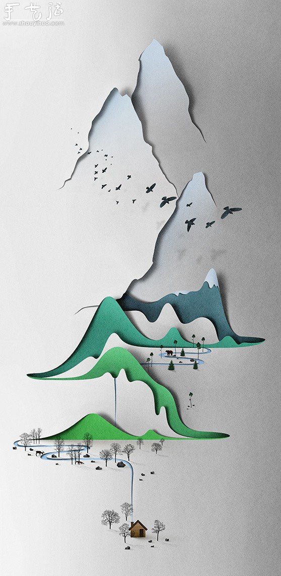 中國(guó)山水風(fēng)紙藝作品欣賞 -  rpnrmr.com