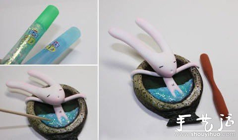 軟陶手工DIY泡澡的長(zhǎng)耳朵兔子 -  rpnrmr.com