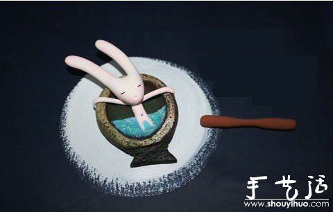 軟陶手工DIY泡澡的長(zhǎng)耳朵兔子 -  rpnrmr.com