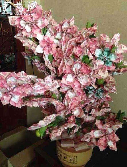 百元紙幣折紙制作的盆花 -  rpnrmr.com