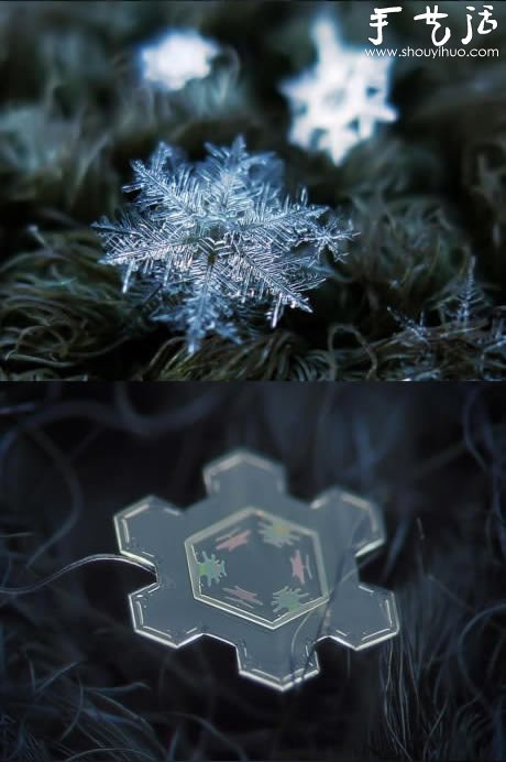 鏡頭反接微距拍下的晶瑩雪花 -  rpnrmr.com