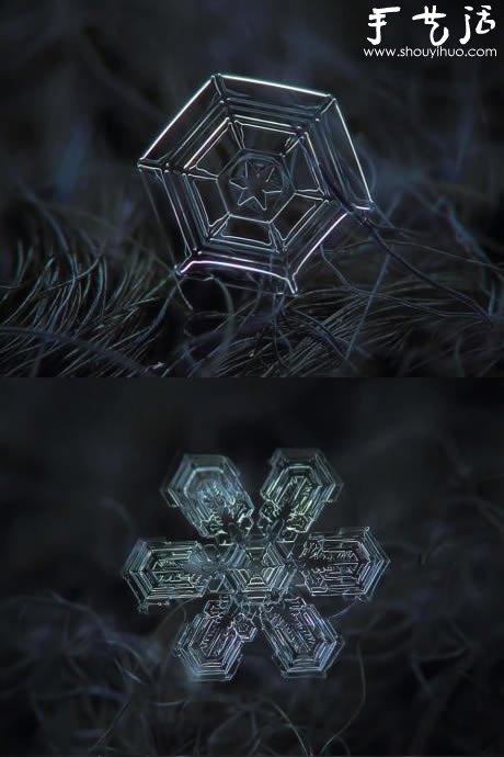 鏡頭反接微距拍下的晶瑩雪花 -  rpnrmr.com
