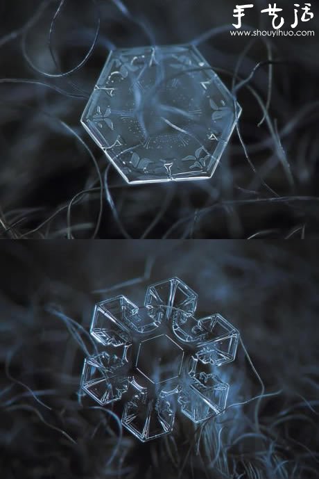 鏡頭反接微距拍下的晶瑩雪花 -  rpnrmr.com