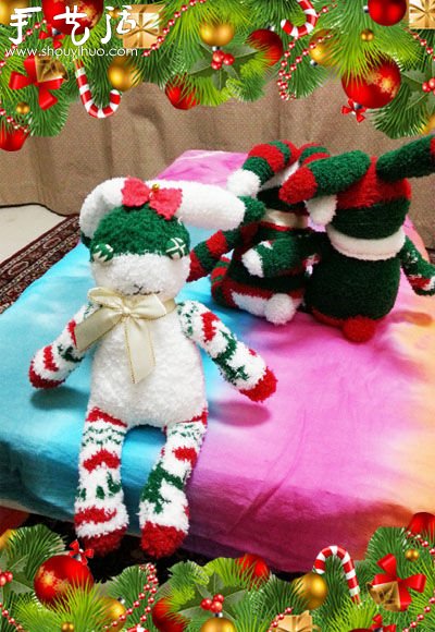 毛絨襪子DIY制作“圣誕兔”玩偶 -  rpnrmr.com