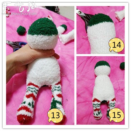 毛絨襪子DIY制作“圣誕兔”玩偶 -  rpnrmr.com