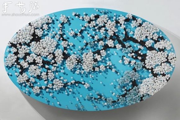 利用紐扣、串珠和大頭針DIY的櫻花樹 -  rpnrmr.com