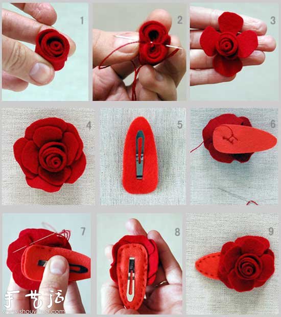 DIY玫瑰發(fā)夾 玫瑰花發(fā)夾手工制作 -  rpnrmr.com