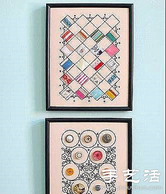 零碎布料+紐扣創(chuàng)意DIY裝飾畫 -  rpnrmr.com